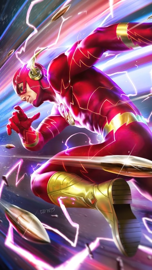 The Flash from DC Comics running at super speed