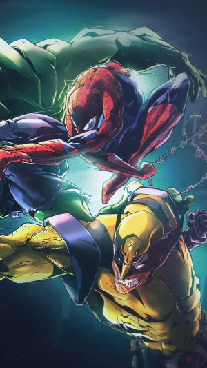 Wolverine, Spider-Man, and Hulk from Marvel Comics