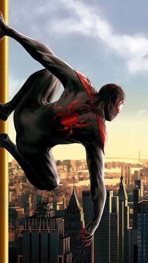 Miles Morales Spider-Man on a building