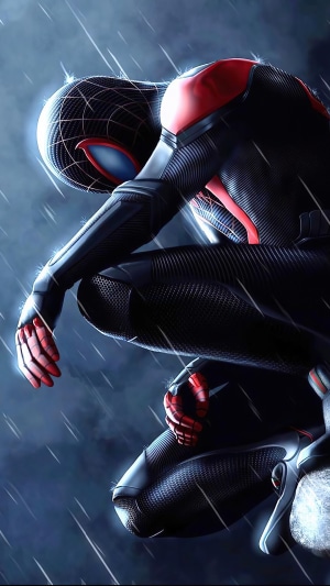 Miles Morales Spider-Man in the Rain