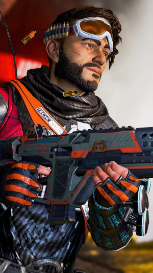 Mirage from Apex Legends holding a rifle