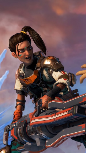 Rampart from Apex Legends with a weapon