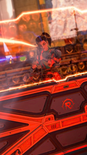 Rampart from Apex Legends aiming a weapon