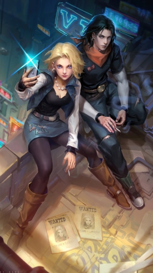 Android 18 and Android 17 from Dragon Ball Z