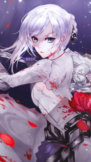 Weiss Schnee from RWBY with blood splatters