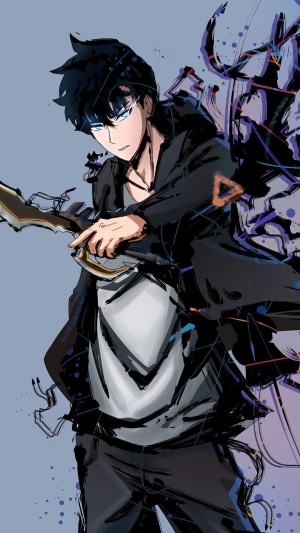 Sung Jin Woo from Solo Leveling holding a dagger