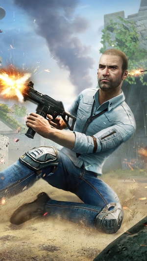 Man with gun in PUBG Mobile battle