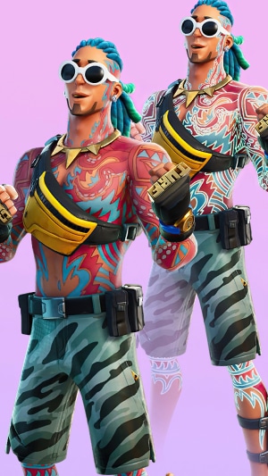 Fortnite character with tattoos and sunglasses