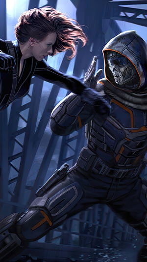 Black Widow and Taskmaster fighting