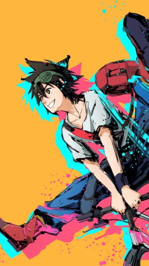 Jin Mori from The God of High School on a bicycle