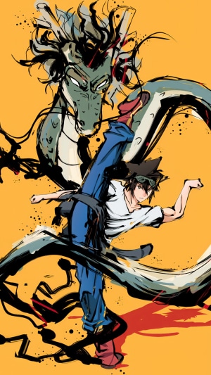 Jin Mori and Dragon from The God of High School
