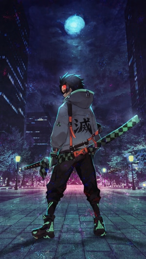 Tanjiro Kamado in Urban Nightscape