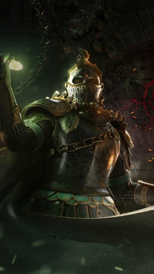 Knight from For Honor holding a glowing object