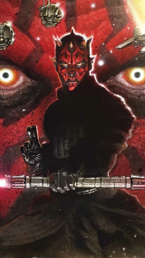 Darth Maul from Star Wars holding a lightsaber
