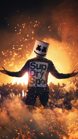 Marshmello DJ with Fiery Sparks
