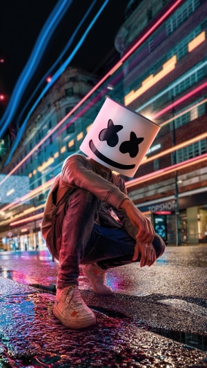 Marshmello DJ Wearing Mask at Night