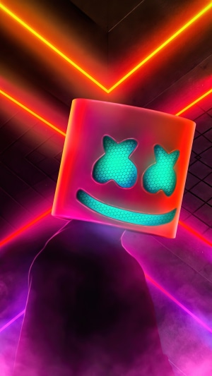 Marshmello Neon Mask Art