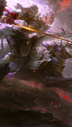 Fantasy warrior on a horse with sword