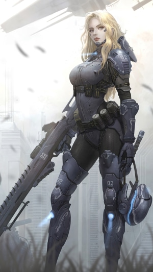 Sci-Fi Soldier Girl in Advanced Armor