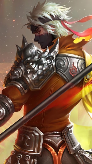 Fantasy Warrior with Staff and Armor