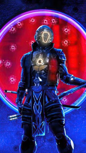 Cyberpunk Samurai Warrior with Swords