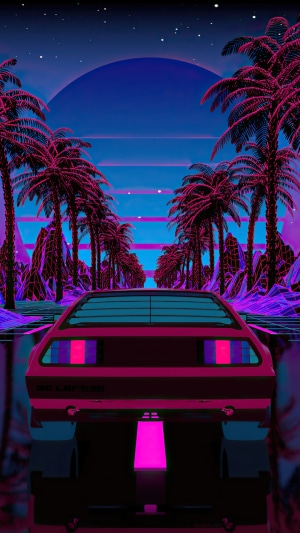 Car, OutRun, Out Run, Synthwave, Retrowave, Vaporwave, Scenery, Digital ...