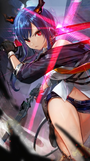 Chen from Arknights with a glowing sword
