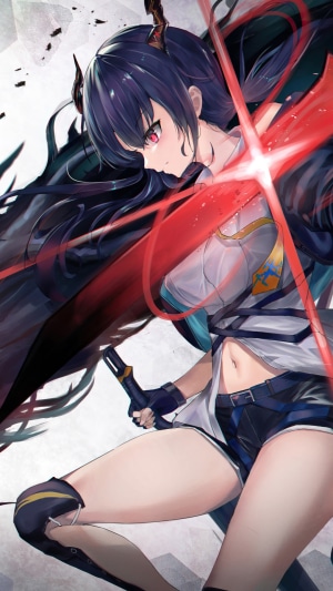 Chen from Arknights with a red energy sword