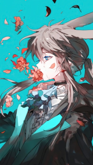 Amiya from Arknights with flowers
