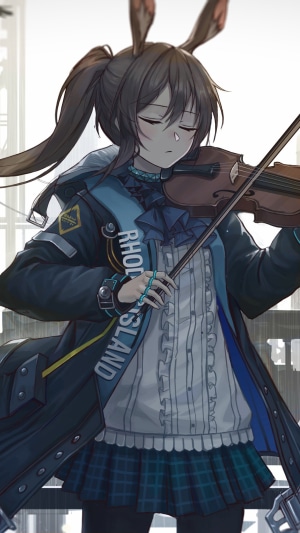 Amiya from Arknights playing the violin