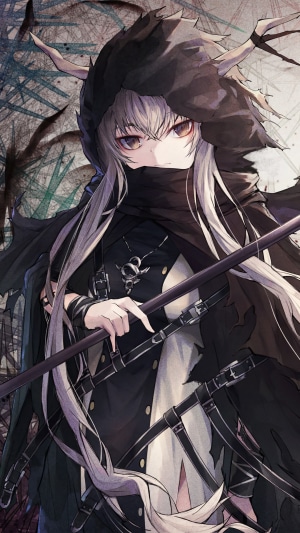 Anime girl with horns and staff