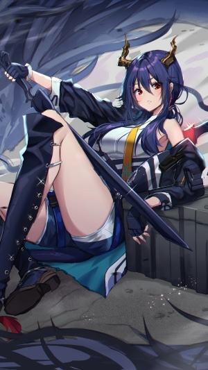 Chen from Arknights with a sword