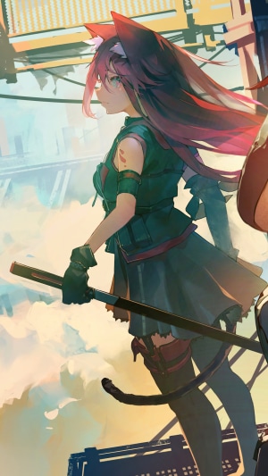 Melantha from Arknights holding a sword