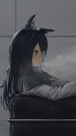 Texas from Arknights smoking