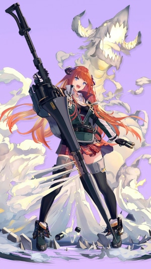Bagpipe from Arknights with a large weapon