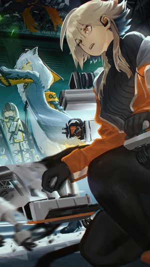 Arknights characters in a futuristic setting