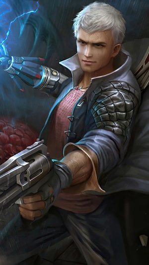 Nero from Devil May Cry 5 holding a revolver