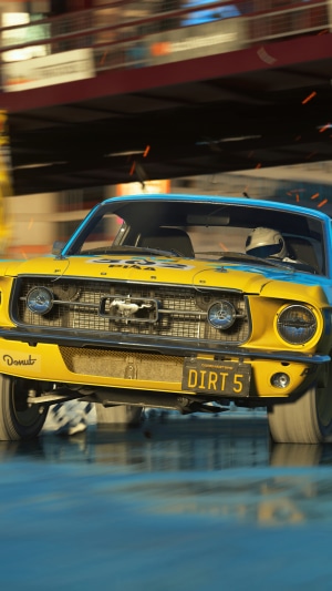 Yellow Ford Mustang from Dirt 5 racing