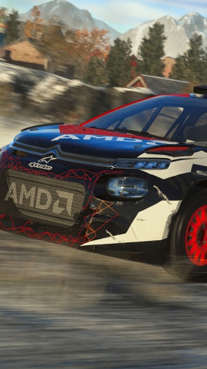Rally car with AMD logo in Dirt 5