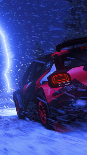 Dirt 5 Rally Car in Lightning Storm