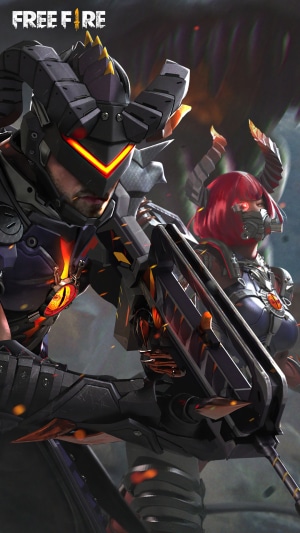 Free Fire characters with demonic armor and weapons