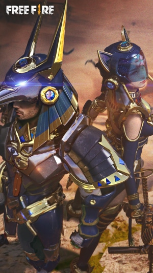 Free Fire characters in Egyptian-inspired armor