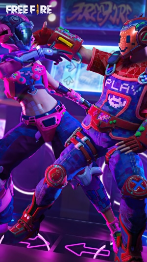 Free Fire characters in futuristic outfits
