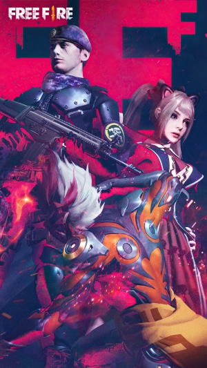Free Fire characters with weapons and armor