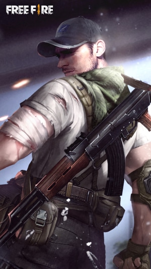 Free Fire character with assault rifle