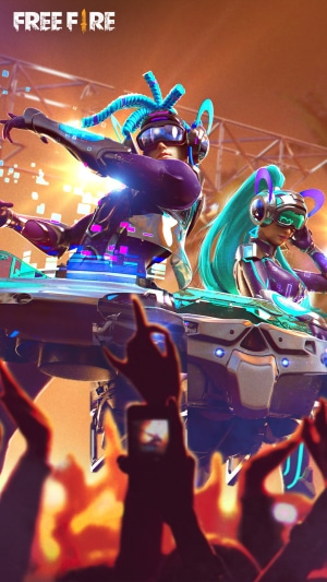 DJ characters from Garena Free Fire at a concert
