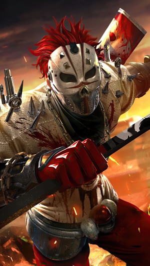 Character from Garena Free Fire with hockey mask