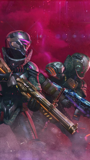 Two soldiers from Garena Free Fire with weapons