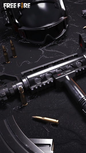 Free Fire Helmet and Rifle with Ammunition