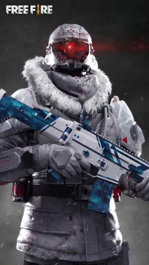 Character from Garena Free Fire holding a rifle